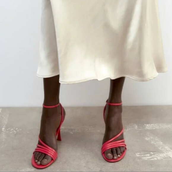 Zara High Heeled Strap Sandals in Watermelon size 38 EU / 7.5-8 US - Picture 1 of 10